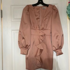 Satin puff sleeve mini dress